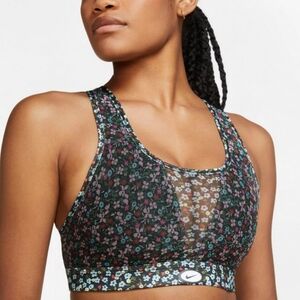 Nike Black Floral Mesh Sports Bra M
